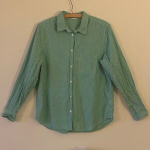 GAP Teal Striped Button-Down Shirt